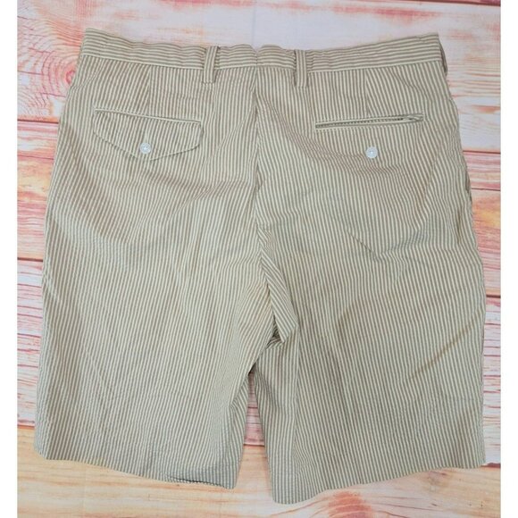 Polo Ralph Lauren Beige Striped Cotton Mens Shorts Size 35 - Picture 2 of 6